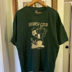 Oversize green “Bunch Club” graphic tee, organic cotton, XL